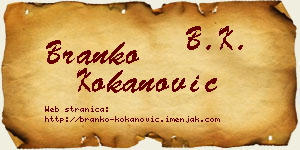 Branko Kokanović vizit kartica
